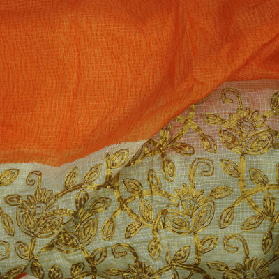 Cotton Silk Kota With Gold Gota Border Orange