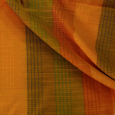 Cotton Silk Shades Of Mustard Kaatha Stripes Fabric