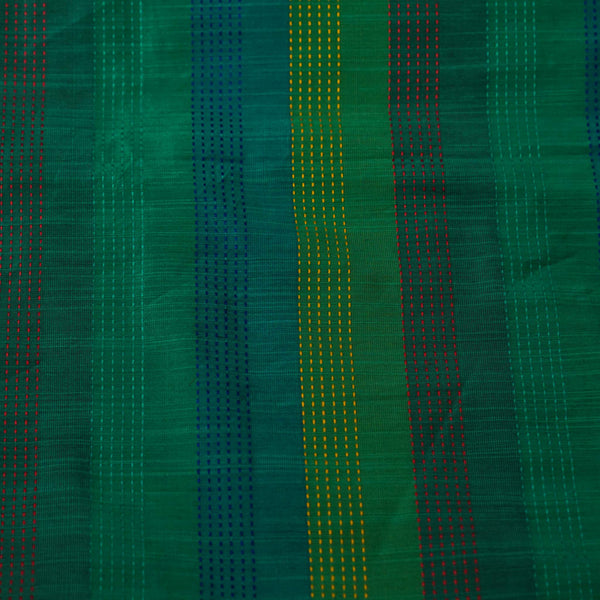 Cotton Silk Shades Of Teal Kaatha Stripes Fabric