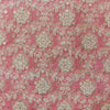 Cotton Silk Kota Pink With White HoneyComb And Flower Motif Embroidery