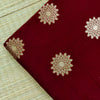 Cotton Silk Maroon With Beige Chakra Brocade Motif Woven Fabric