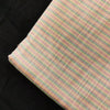 Cotton Silk Off White With Green And Light Pink Tiny Stripes Woven Fabric