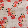 Cream Fabric With Digital Rose Flower Modal Satin Flowy Fabric
