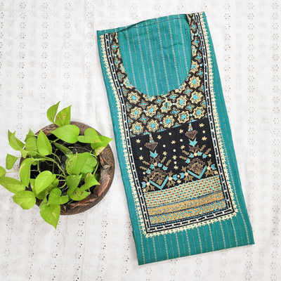 DWAARKA-Pure Cotton Handloom With Intricate Yoke Pre Designed Unstitched Kurta Fabric