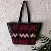 Dabu Jahota Cotton Fabric Tote Black Leather Bag With A Zip