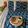 EKTA - Pure Cotton Hand Woven Dark And Light Blue Weaves Double Bedsheet