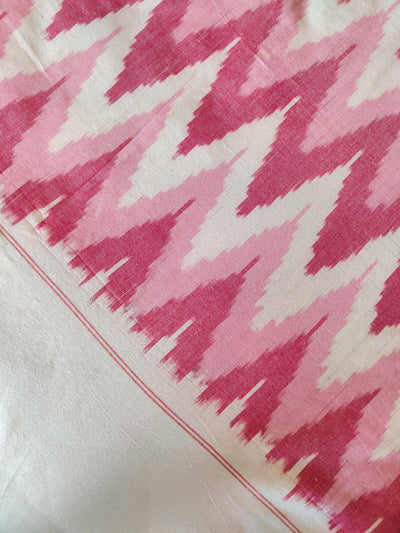 EKTA - Pure Cotton Hand Woven Shades Of Pink Zig Zag Double Bedsheet