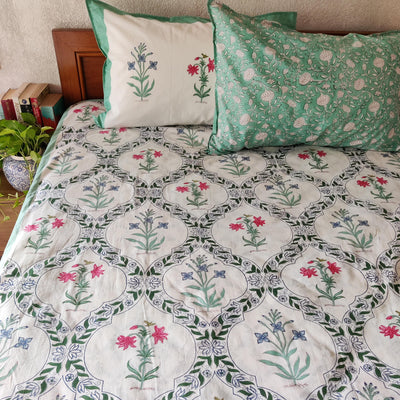 English Chirtz Pure Cotton Hand Block Printed Double Bedsheet Thread Count 250