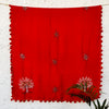 FRENCH BEAUTY - Red Modal Satin Tassle Dupatta With Beautiful French Knot Embroidery