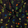Georgette Black With Multi Vintage Flowers Flowy Fabric