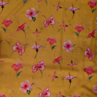 Georgette Brick Orange With Vintage Shoeflowers Flowy Fabric