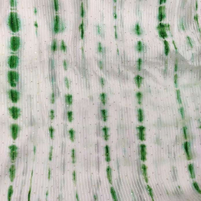 Georgette Dark Green Shibori Kaatha Flowy Fabric