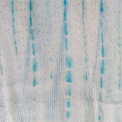 Georgette Light Light Blue Shibori Kaatha Flowy Fabric