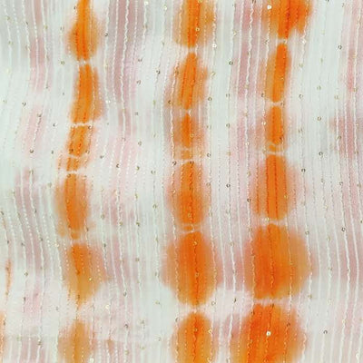 Georgette Orange Shibori Kaatha Flowy Fabric