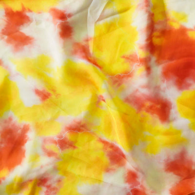 Georgette Rich And Flowy Shades Of Yellow And Orange Abstract Fabric