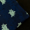 Glazed Cotton Blue With Light Grey Floral Embroidered Motifs