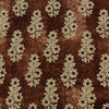 Glazed Cotton Shaded Brown With Embroidered Beige Flowers Fabric