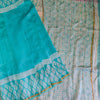 Hand Block Print Soft Chanderi Light Blue Saree With Single Leaves Motifs Border And Hand Block Printed Pallu