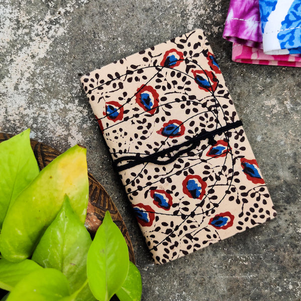 Handmade Upcycled Ajrak Cream Jaal Bahi Diary A6