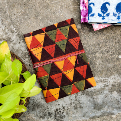 Handmade Upcycled Ajrak Triangles Bahi Diary A5