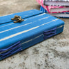Handmade Upcycled Blue Shibori Lock Book