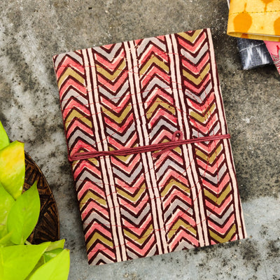 Handmade Upcycled Dabu Arrow Head Stripes Diary A5