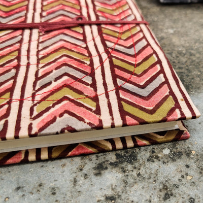 Handmade Upcycled Dabu Arrow Head Stripes Diary A5