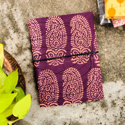 Handmade Upcycled Dabu Purple With Pink Kairi Bahi Diary A5