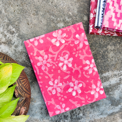 Handmade Upcycled Double Pink Dabu Diary A5