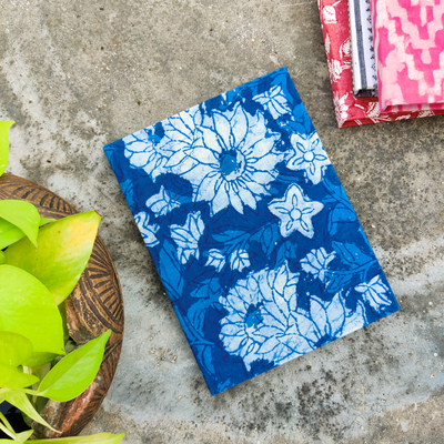 Handmade Upcycled Floral In Indigo Diary A5