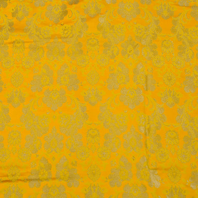 Heavy Banarasi Brocade Yellow With All Over gold Weaves Woven Fabric