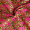 Heavy Banarasi Pink Fabric With Floral Jaal Hand Weaved Fabric