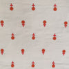 Pure Cotton Cream With Tiny Orange Red Dot Flower Embroiedered Fabric