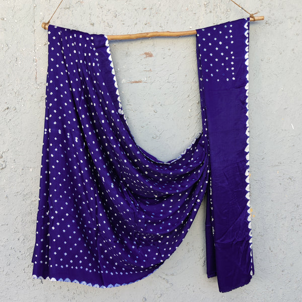 BANDHANI - Modal Silk Blue Bandhani Saree