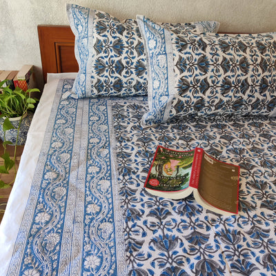 Blue Lotus Pure Cotton Jaipuri Double Bedsheet