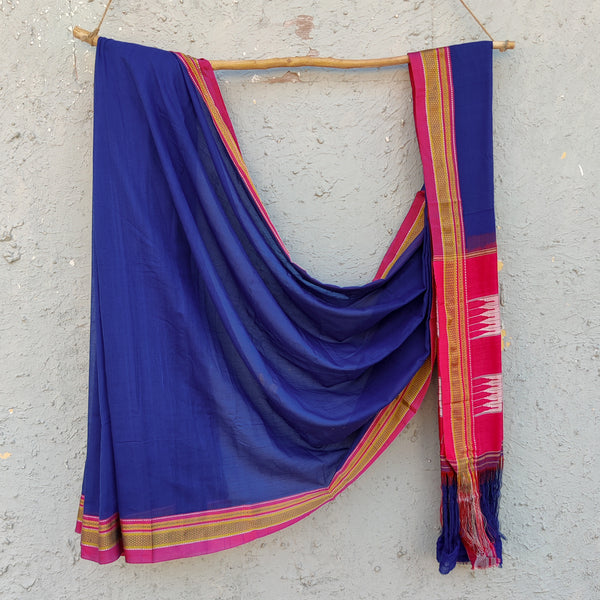 Ilkal - Pure Cotton Traditional Ilkal Saree Blue With Pink