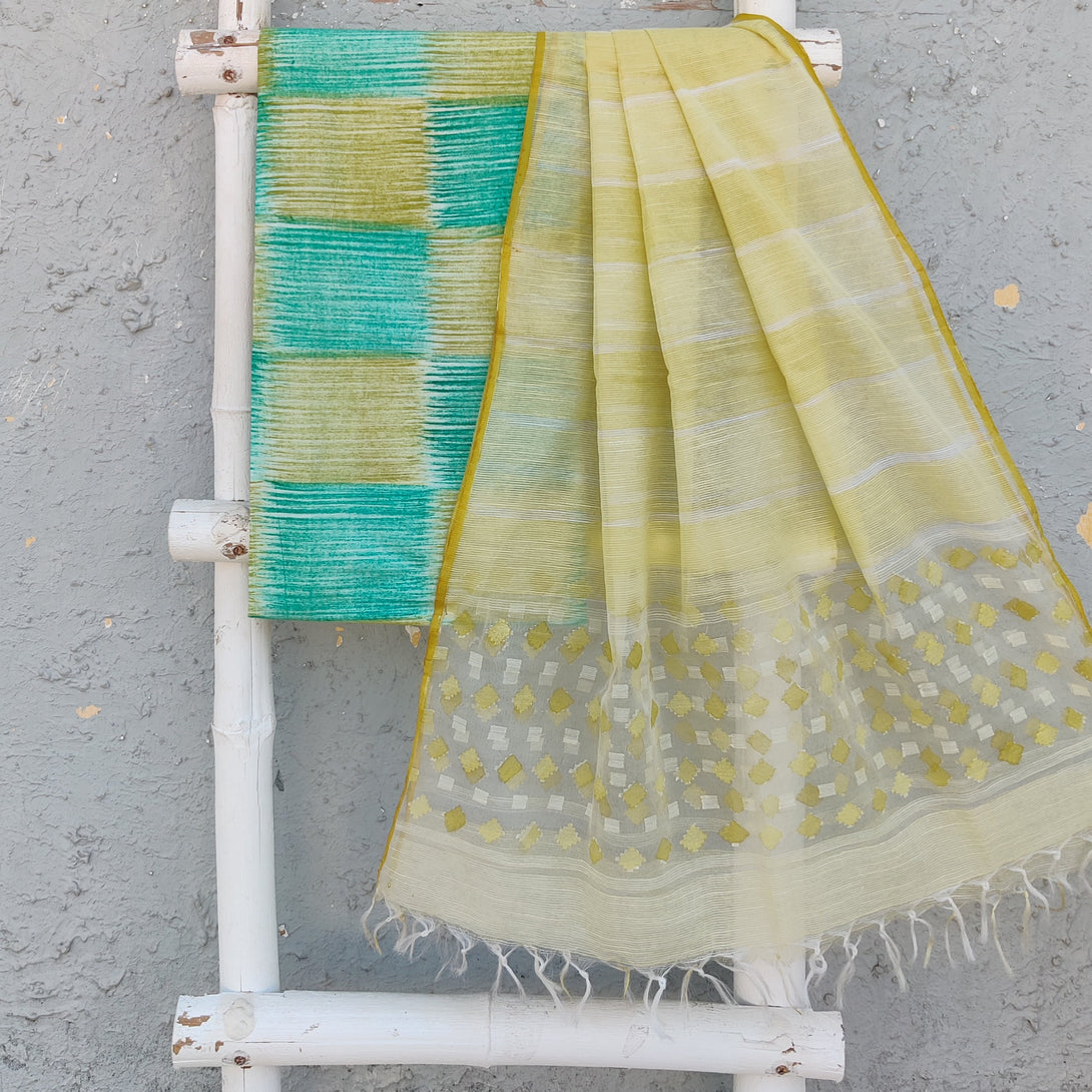 MEERA - Pure Cotton Jaipuri Top Fabric With Semi Organza Dupatta Shade ...