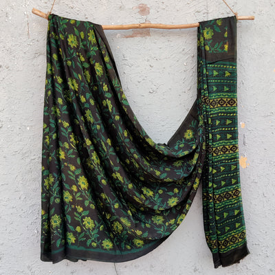 INNAYAT - Modal Silk Vanaspati Saree Green Black