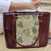JODHPURI -Jodhpuri Leather Cream Ajrak Tote Shoulder Bag With A Zip
