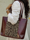 JODHPURI -Jodhpuri Leather Kashish With Twigs Tote Shoulder Bag With A Zip