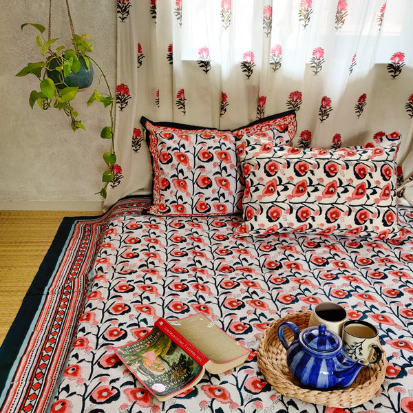 Japanese Garden Pure Cotton Jaipuri Double Bedsheet