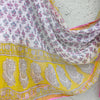 KOTA - Pure Cotton Jaipuri White With Yellow Mughal Border Hand Block Printed Saree