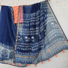 KOTA QUEEN - Pure Cotton Kota Saree With Mirror Embellished Pallu And A Contrast Blouse Indigo Saree With Peach Blouse