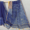 KOTA QUEEN - Pure Cotton Kota Saree With Mirror Embellished Pallu And A Contrast Blouse Indigo With Yellow Blouse