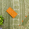 KOTA QUEEN - Pure Cotton Kota Saree With Mirror Embellished Pallu And A Contrast Blouse Mehendi Green With Orange Blouse