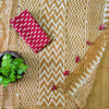 KOTA QUEEN - Pure Cotton Kota Saree With Mirror Embellished Pallu And A Contrast Blouse Mustard Saree With Red Blouse