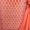 KRITIKA - Pure Cotton Peach Top With Embellished Yoke With Stripes Bottom And A Shaded Chiffon Dupatta