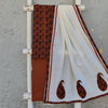 KRUTIKA - Pure Cotton Jacquard Top Fabric With Plain Bottom Cotton Fabric With A Beautiful Cream Appliquee Patch Dupatta Brown Orange