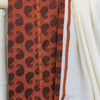 KRUTIKA - Pure Cotton Jacquard Top Fabric With Plain Bottom Cotton Fabric With A Beautiful Cream Appliquee Patch Dupatta Brown Orange