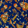 Kalamkari Silk Blue With A Village Print Fabric